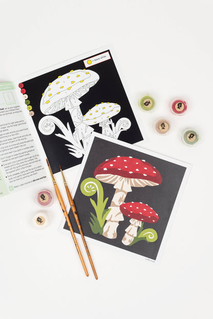 Fly Agaric Mushrooms MINI Paint-by-Number Kit