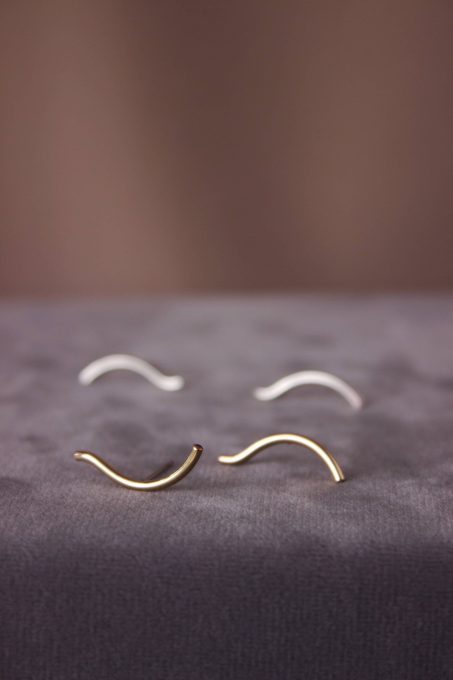 Curve Stud Earrings: 14K Gold Fill