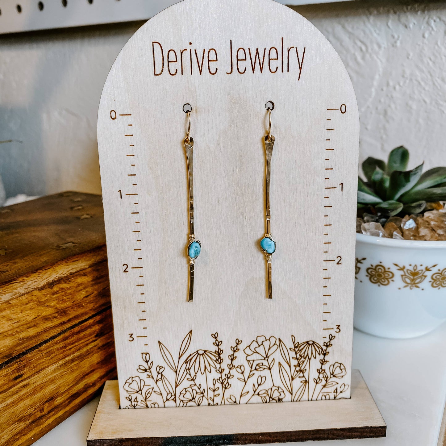 Sticks and Stones Earrings Kingman Turquoise: 14k Gold Fill