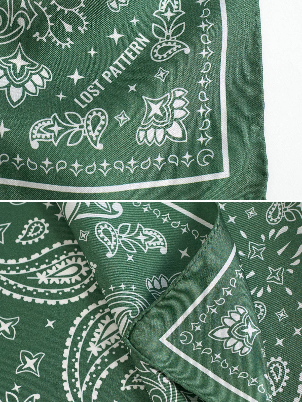 “Paisley" Silk Bandana Scarf - Sagebrush Green: Sagebrush Green