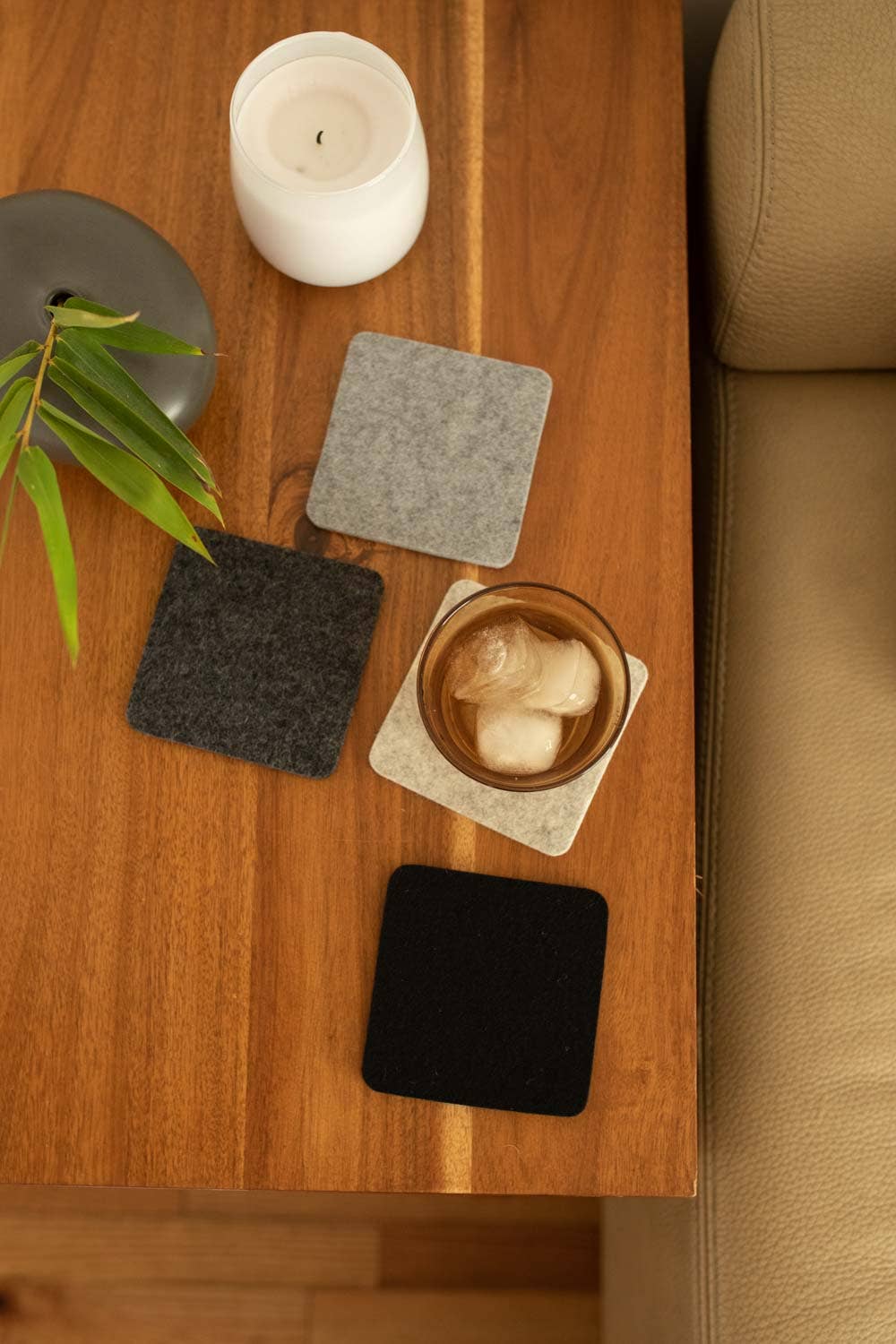 Noir: Bierfilzl Merino Wool Felt Square Coasters