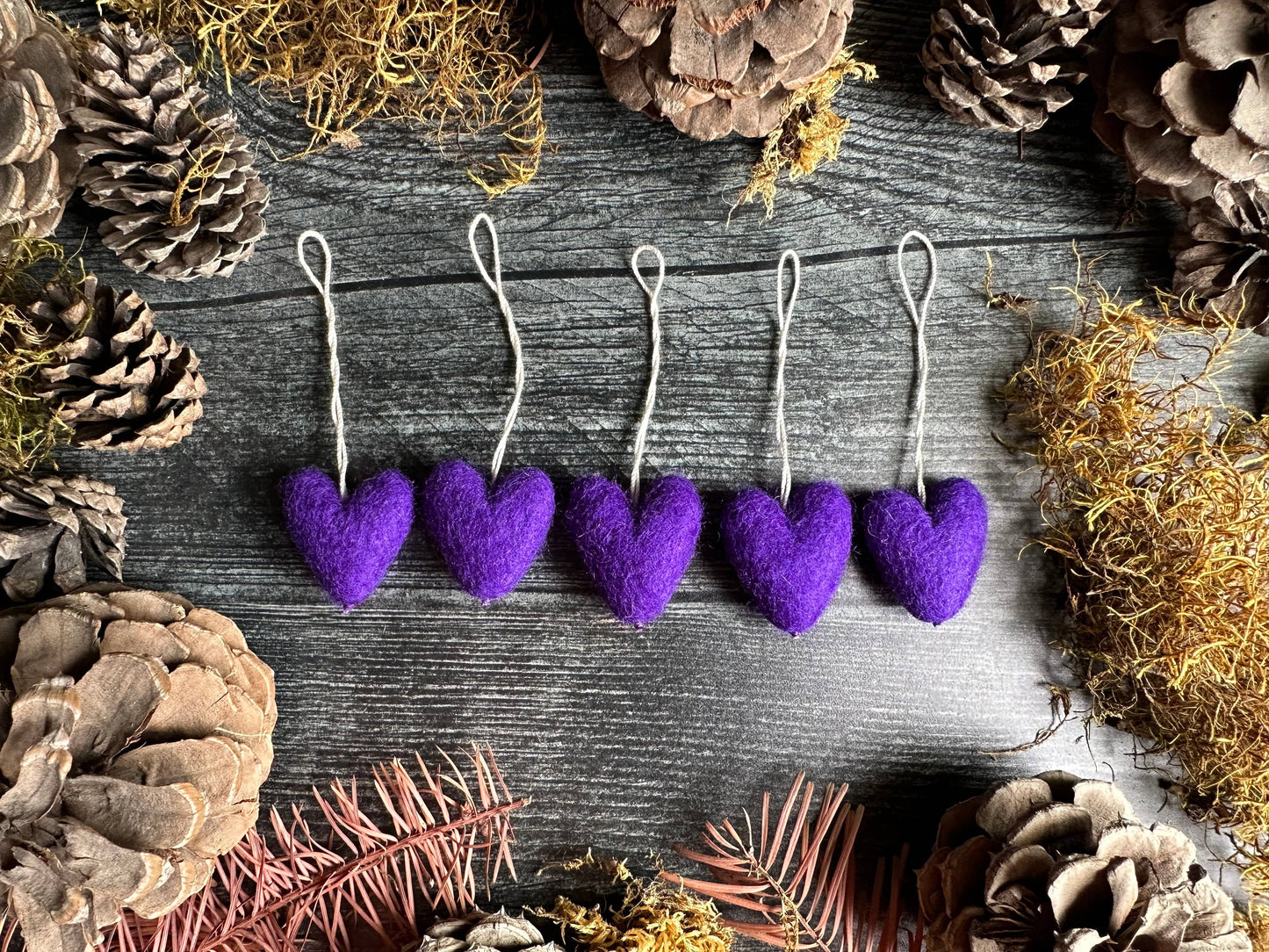 Felted Heart Ornament: Snowberry White