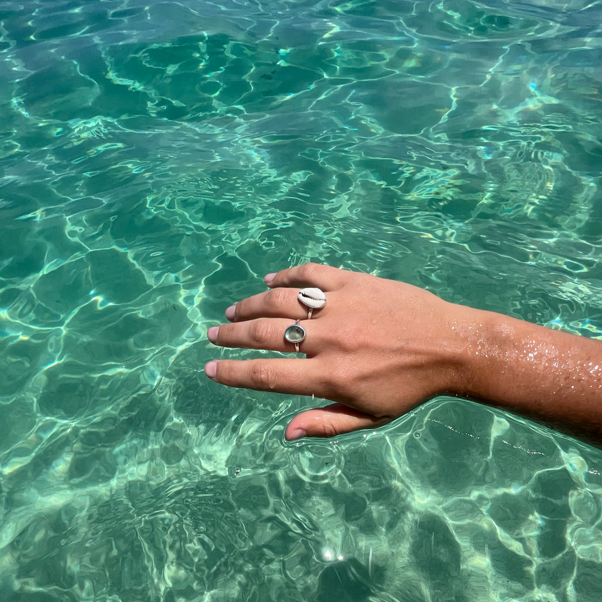 Blue Sea Glass Ring (Handmade): 925 Silver