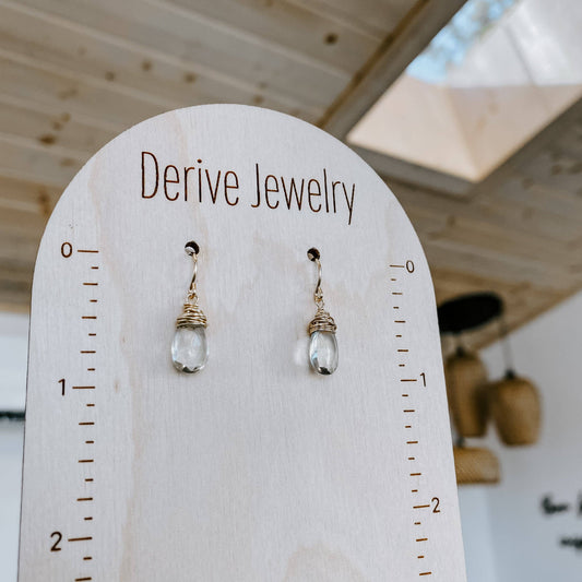 Mini Green Amethyst Drop Earrings: 14k Gold Fill