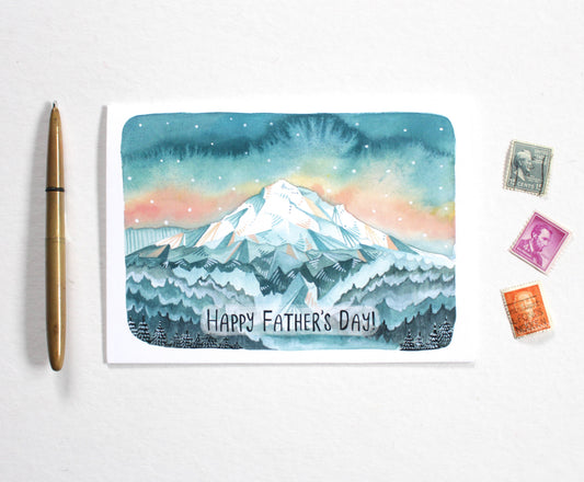 water color mountain fathers day card