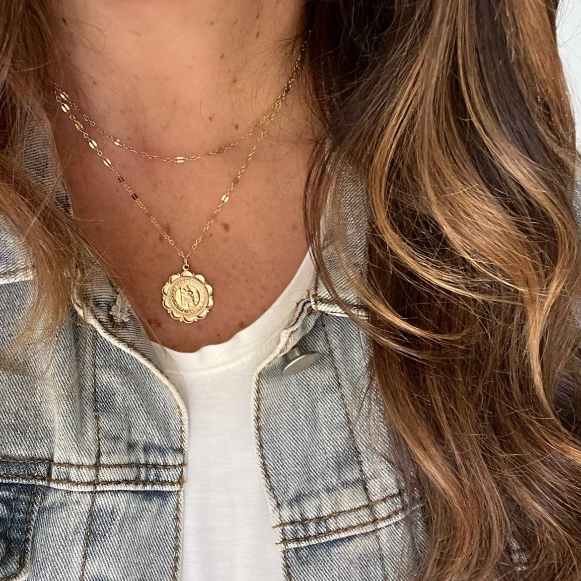 Traveler Saint Christopher Religious Necklace Gold Filled