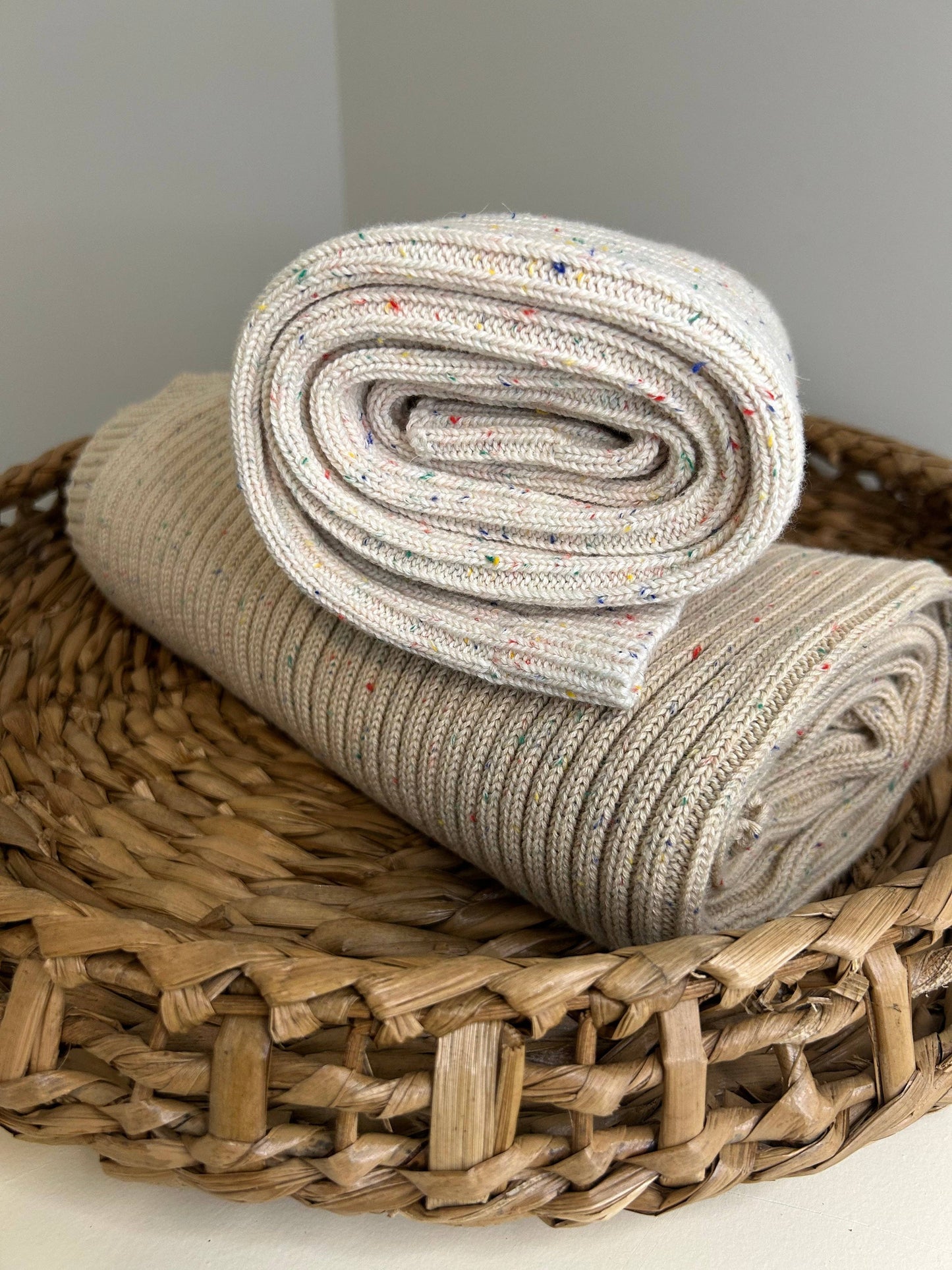 Sprinkle Organic Cotton Knit Ribbed Blanket - Hazelnut
