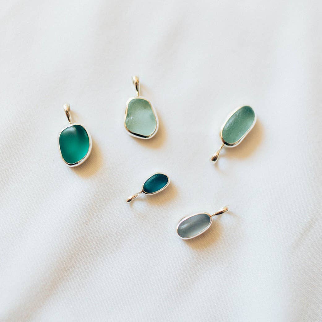 Sea Glass Necklace (Handmade): Blue