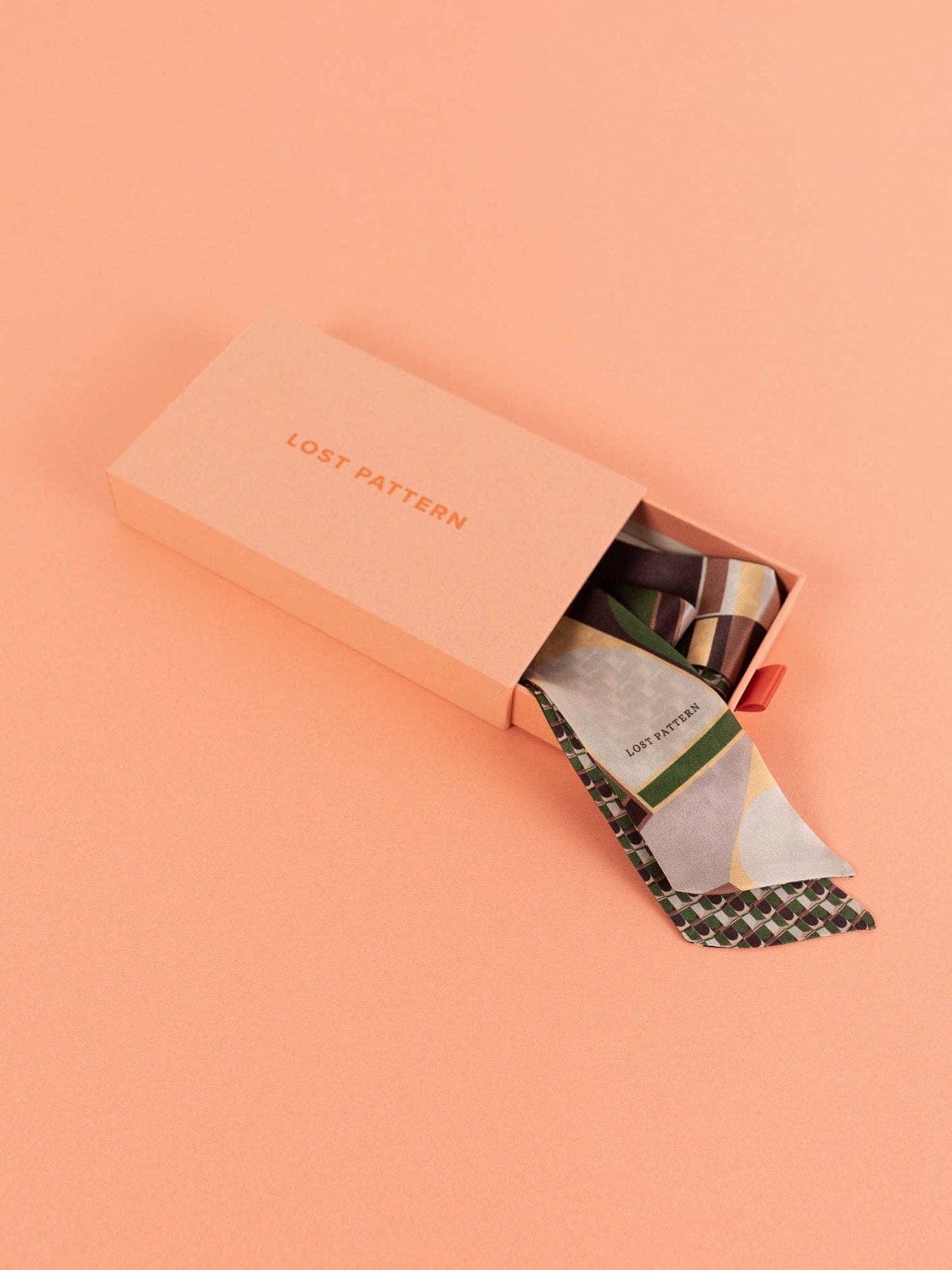 "Modular" Silk Skinny Scarf - Orange: Orange