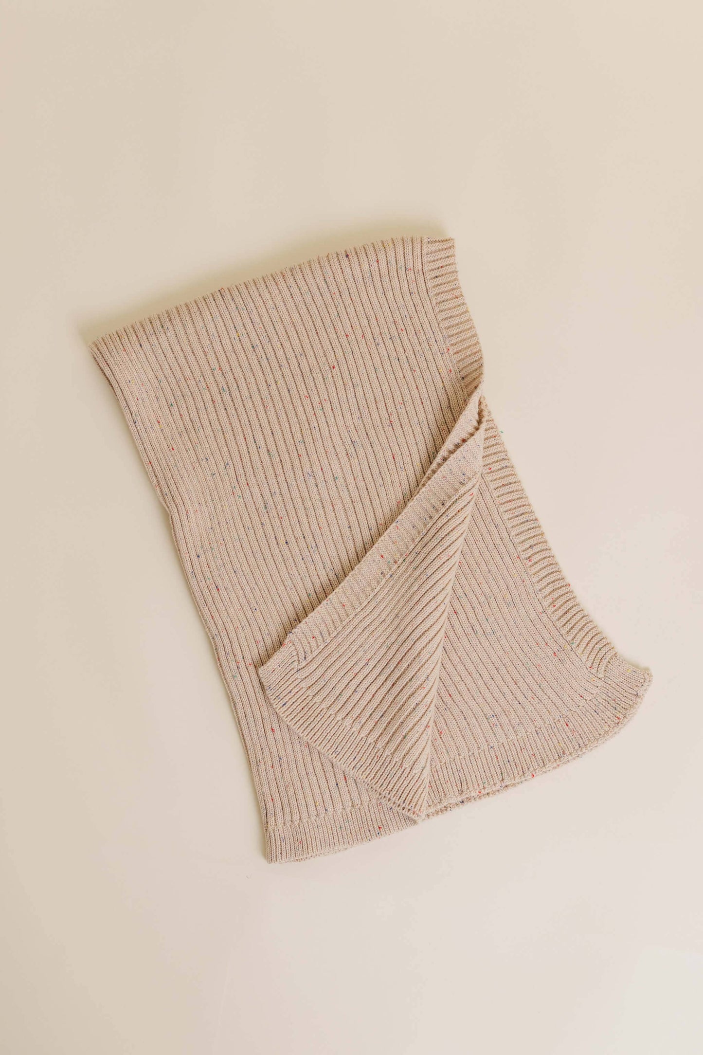 Sprinkle Organic Cotton Knit Ribbed Blanket - Hazelnut