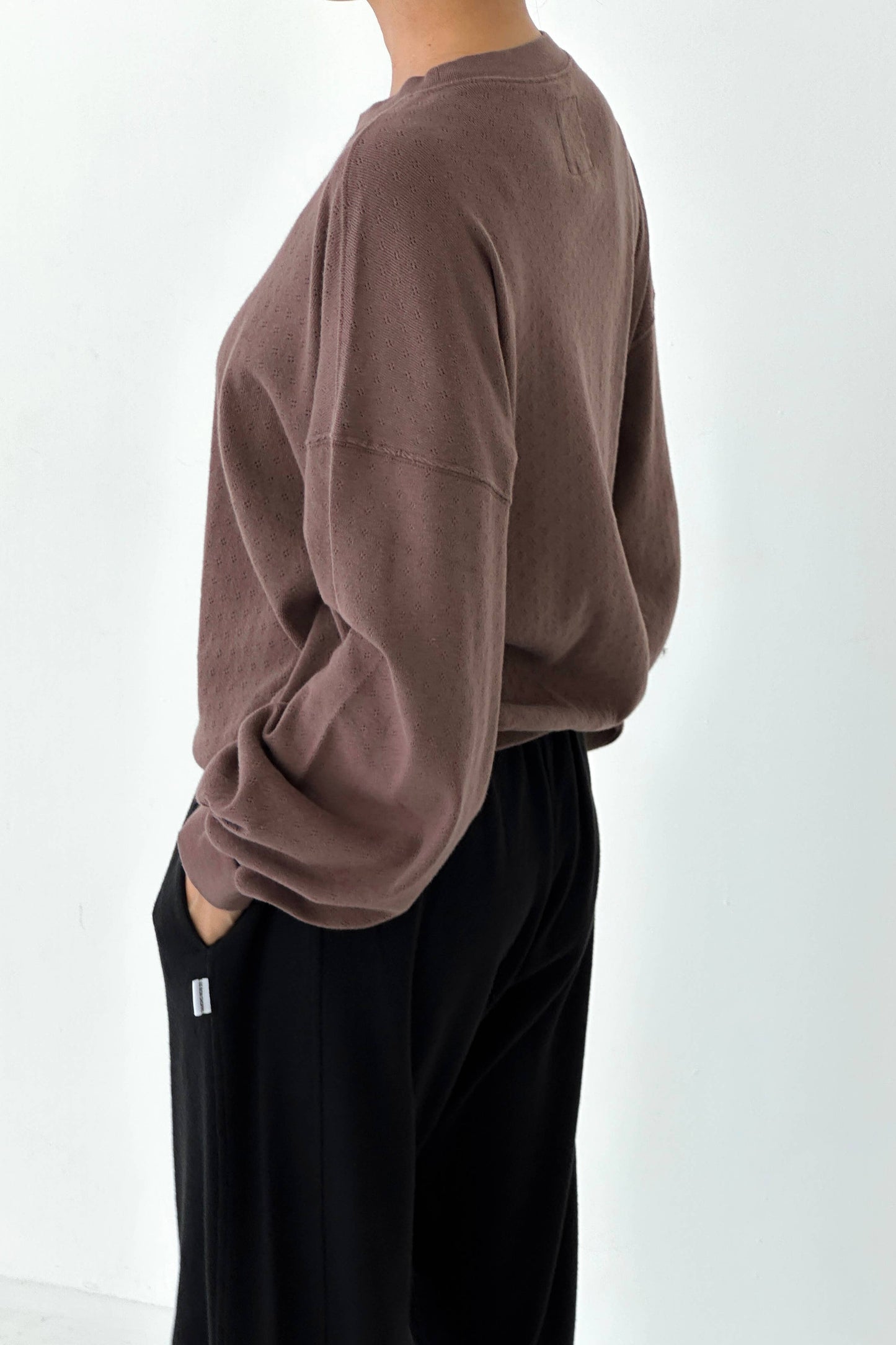 Cocoa Pointelle Sweatshirt