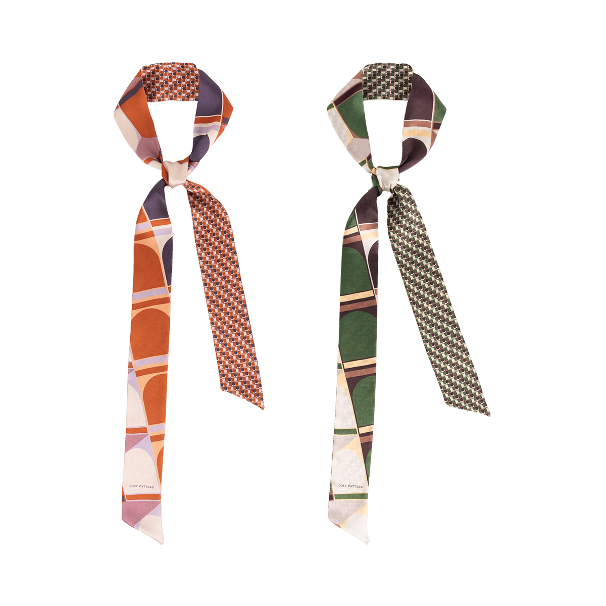 "Modular" Silk Skinny Scarf - Orange: Orange