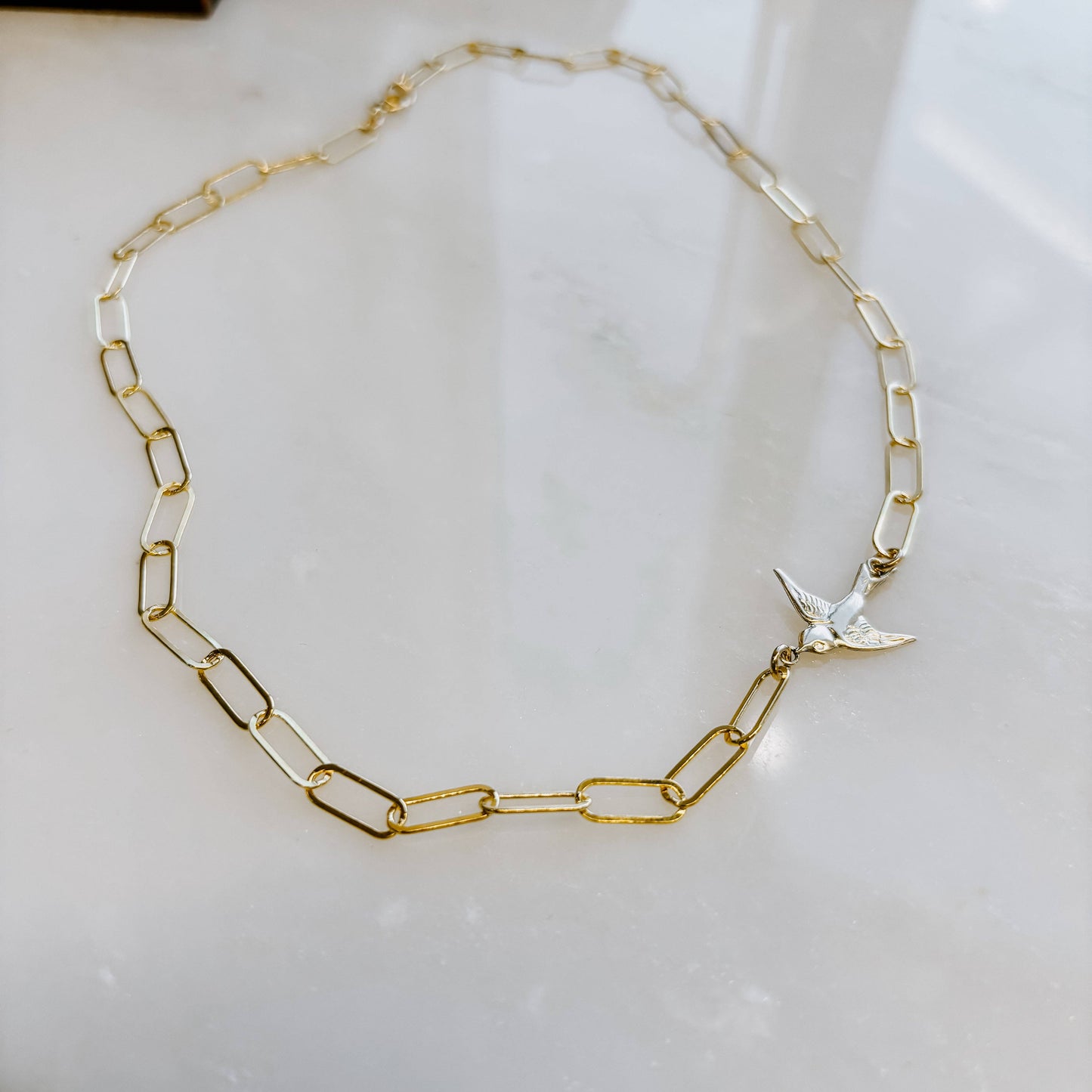 Sparrow Paperclip Chain Link Necklace: 14k Gold Fill / 18"