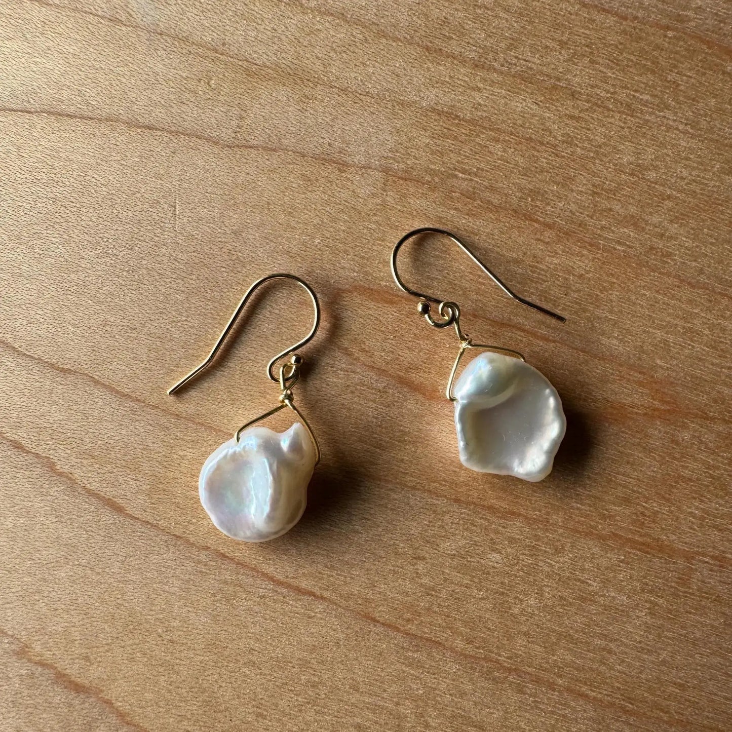 Keshi Pearl Earrings / 14k gold