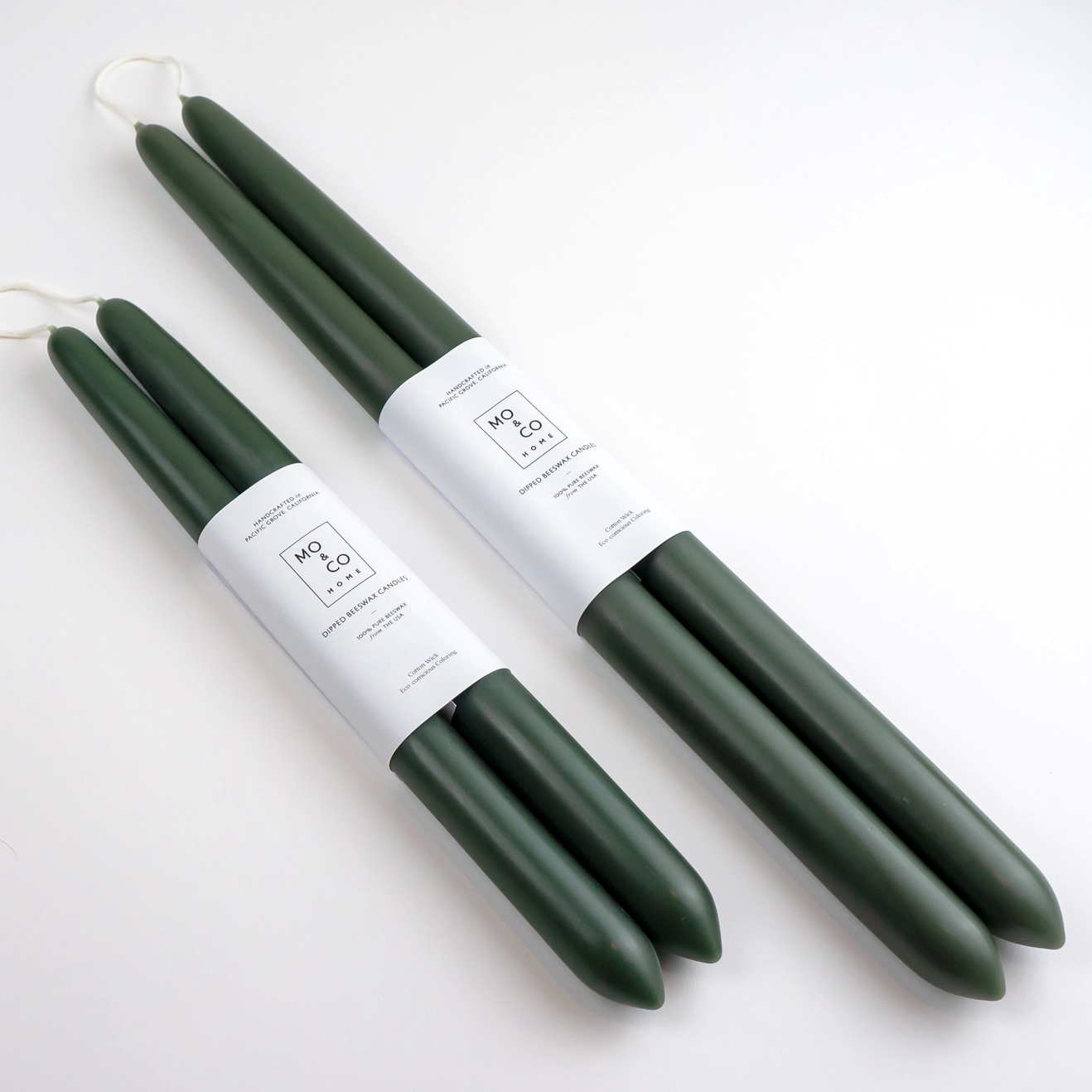100% Beeswax Taper Candles | Forest Green: 10 Inch