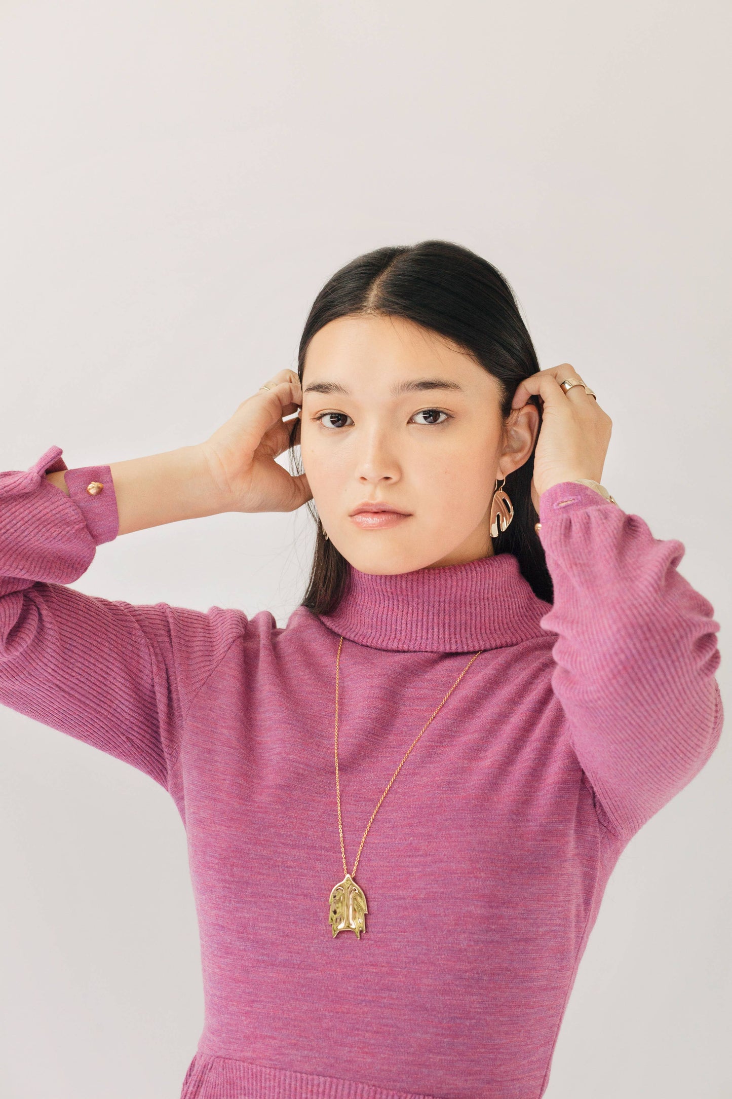 Abstract Monstera Earrings: 14k gold fill / Yellow bronze