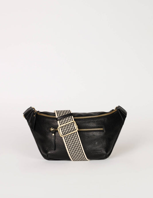 Leather Bag Drew Bag - Black Soft Grain Leather (two straps)