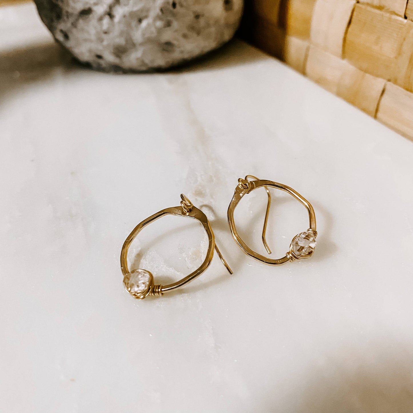 Mini Herkimer Hoop Earrings