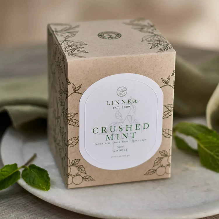 Linnea Candles Crushed Mint in botanical box