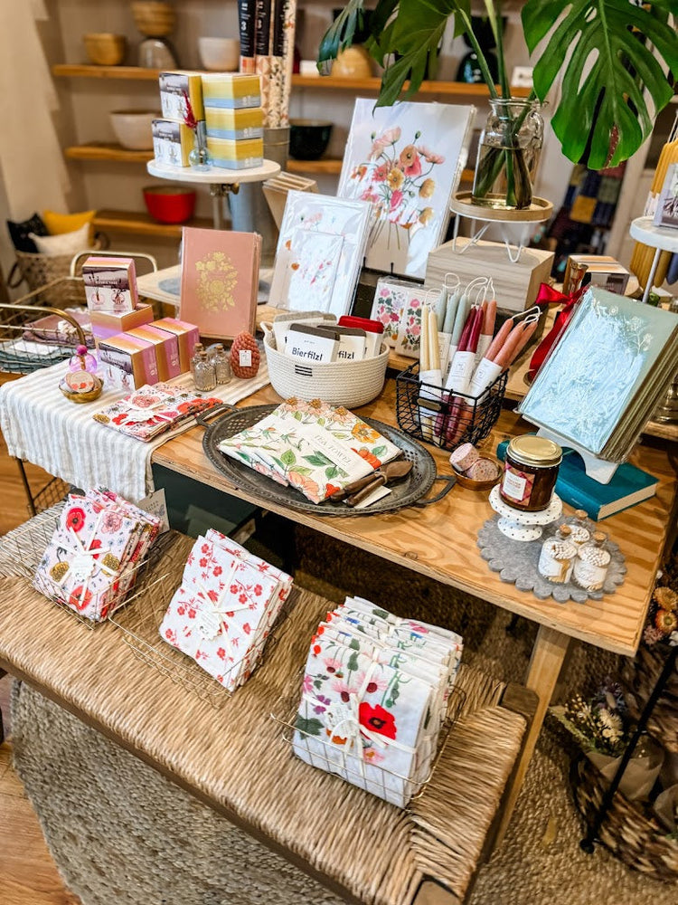 Retail display at Poppy & Hawk for Botanica Paper Co