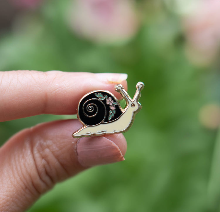 Snail enamel pin, shop gifts under $50 at Poppy & Hawk