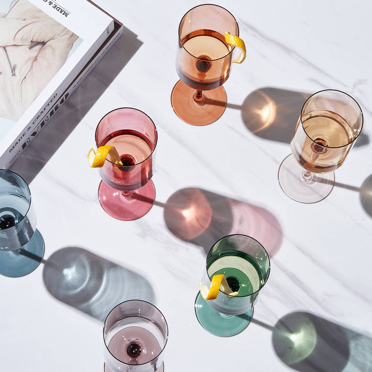 colored wine glasses from poppy & hawk in camas, wa