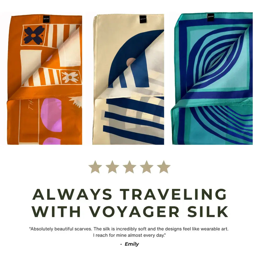 Voyager Silk - Silk Scarves - Botanical Colorblock | Women's Silk Scarf | Square Scarf