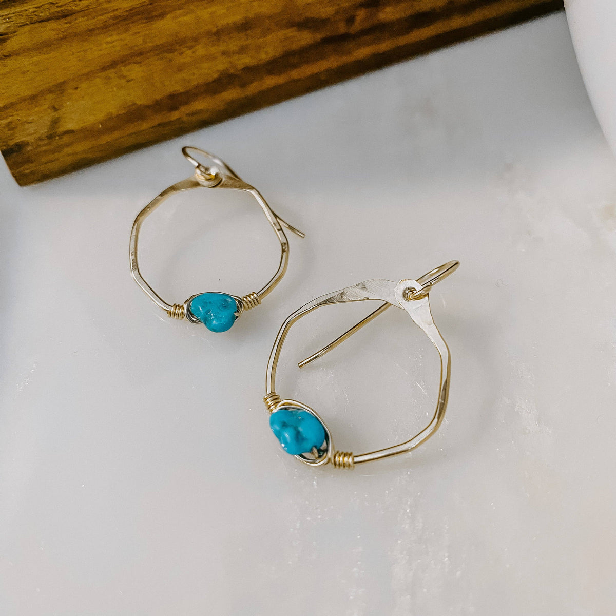 Kingman Turquoise Hoop Earrings SS