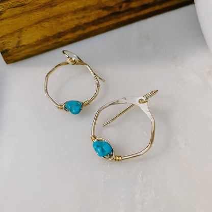 Kingman Turquoise Hoop Earrings SS