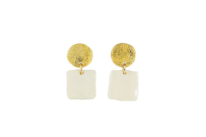 Jenna Vanden Brink Ceramics - Mini Link Earrings: Glossy White