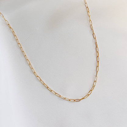Rose Dainty Paperclip Necklace Gold Filled: 18”