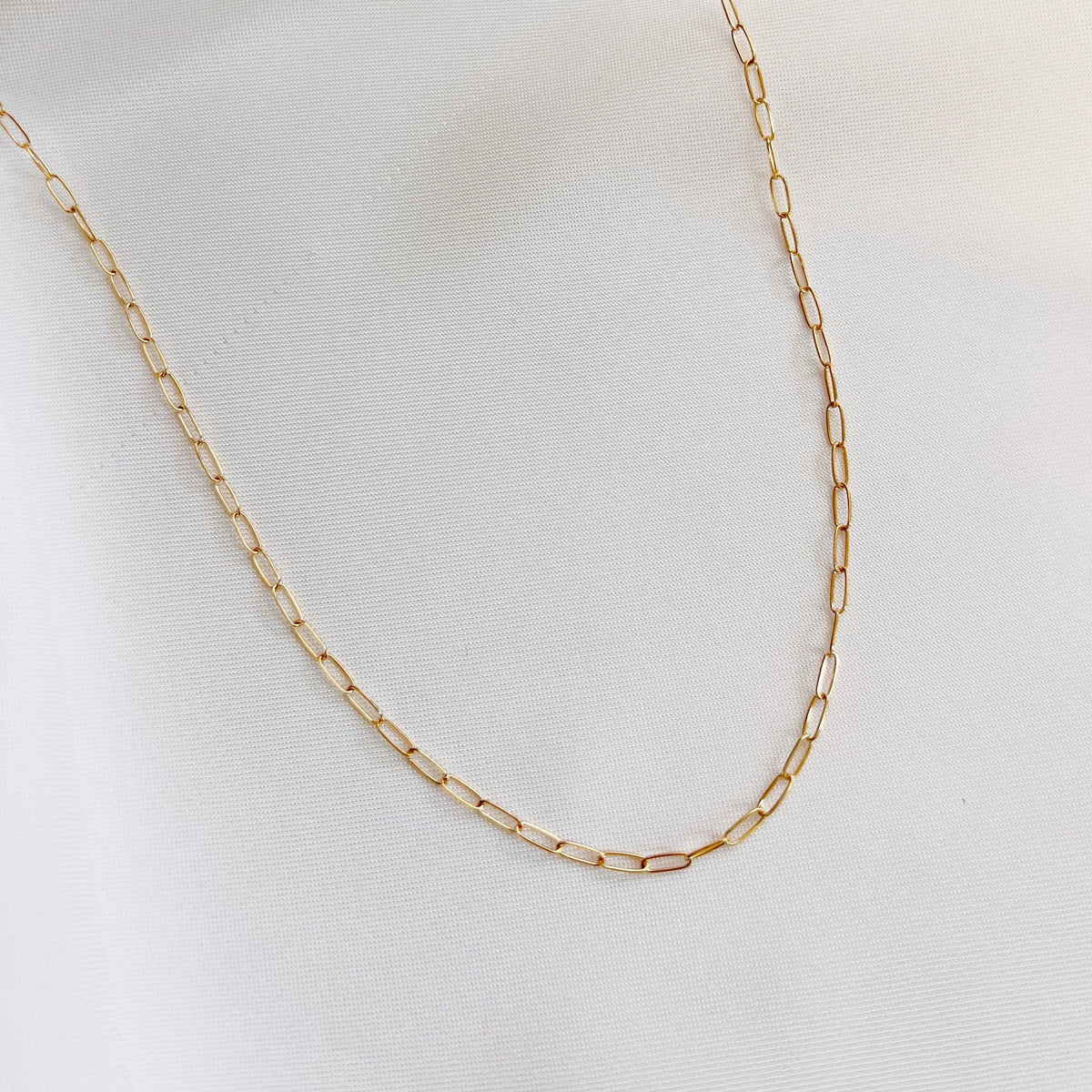 Rose Dainty Paperclip Necklace Gold Filled: 16”