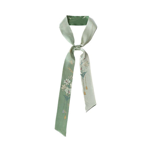 Lily Silk Twilly Scarf: Green