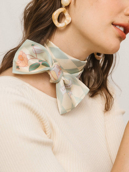 Wonderland Silk Scarf: Pastel Green