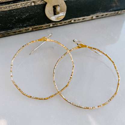 Hammered Hoop Earrings: 14k Gold Fill