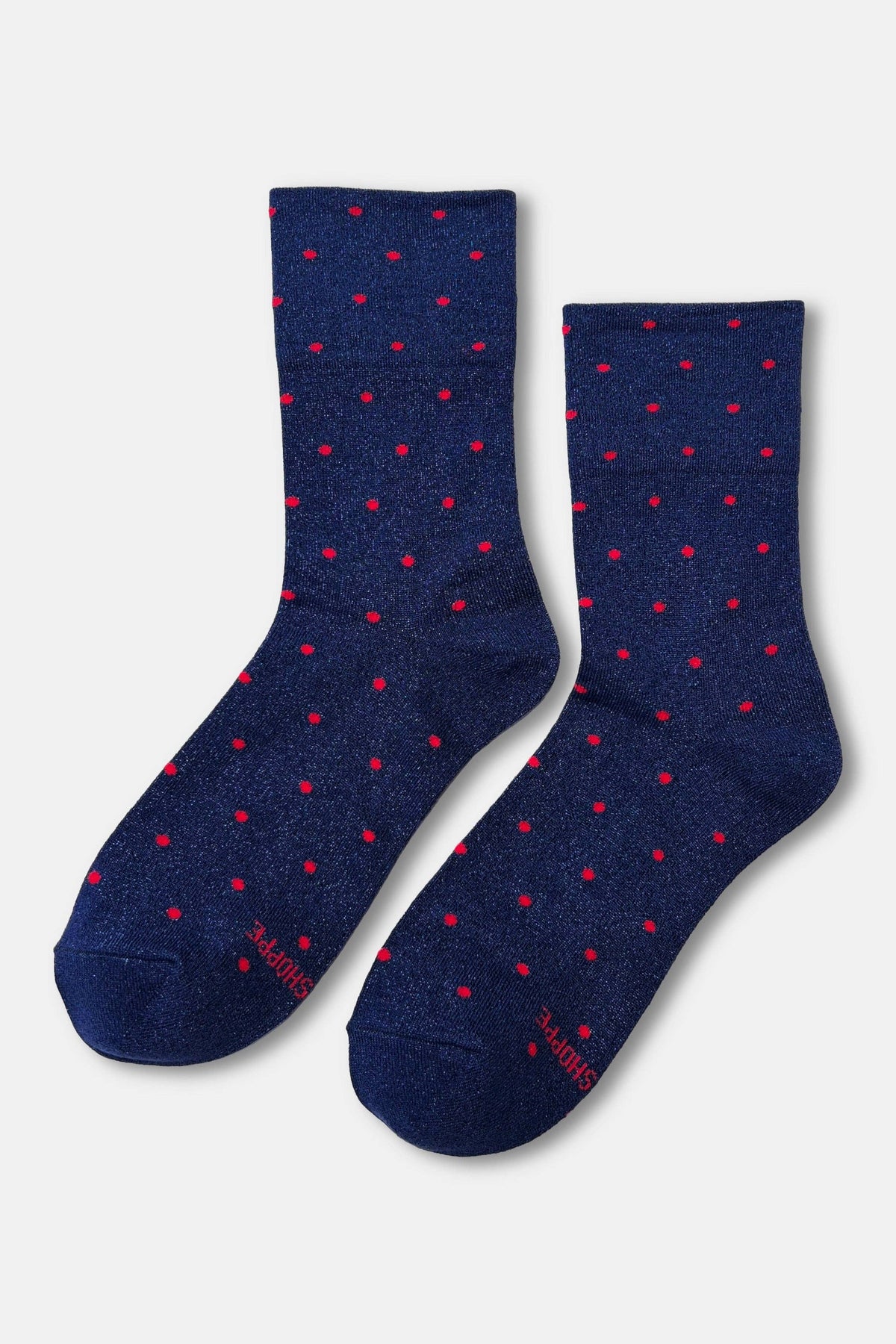 Le Bon Shoppe - Lurex Patterned Sneaker Socks (Wholesale): Polka Dot - Silver/White