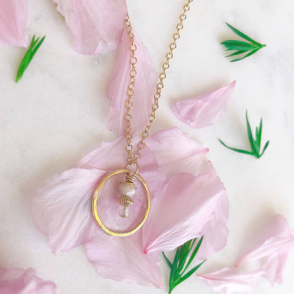 Dusky Coast Necklace - Grey Mystic Quartz and Moonstone