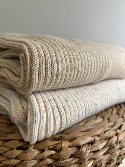 Sprinkle Organic Cotton Knit Ribbed Blanket - Hazelnut