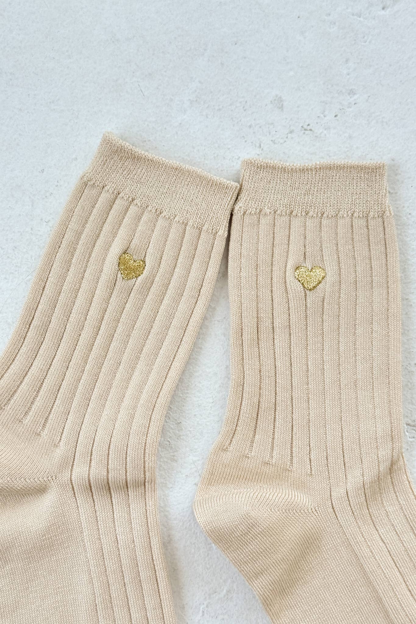 Embroidered Her Socks  Classic White + Heart