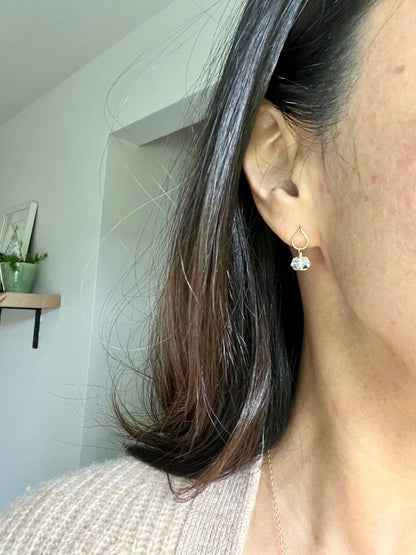 Raw Herkimer Diamond Stud: 14k Gold