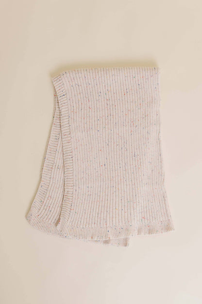 Sprinkle Organic Cotton Knit Ribbed Blanket - Oat