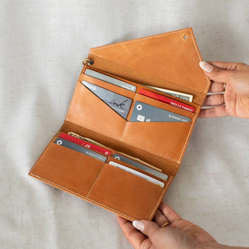 Tri-fold Wallet: Camel Leather