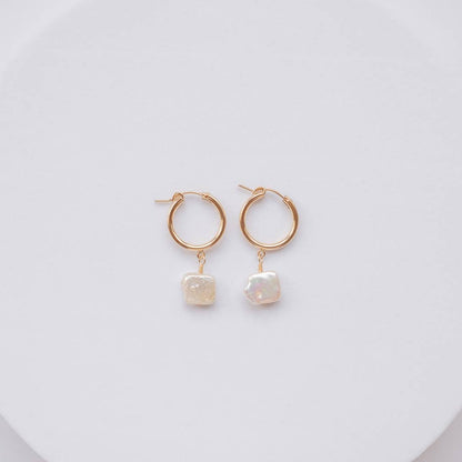 Square Pearl/Gold Filled Hoop