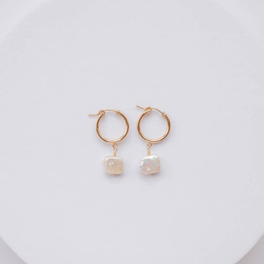 Square Pearl/Gold Filled Hoop