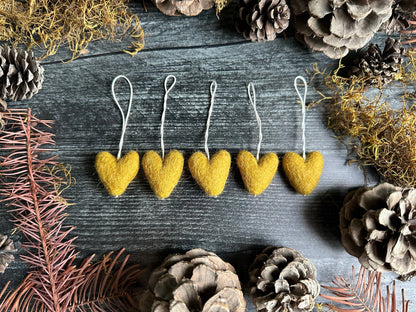 Felted Wool Mini Heart Ornament: Paintbrush Red