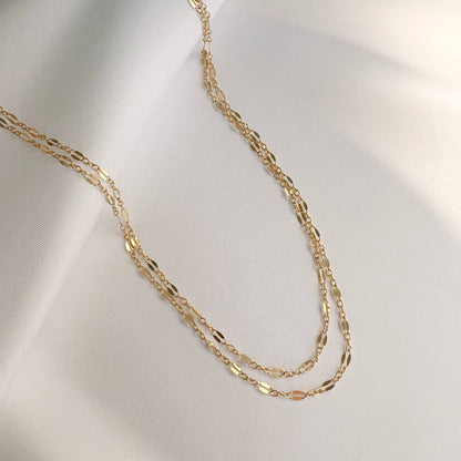Kamryn Dapped Sequin Layering Chain Necklace Gold Filled