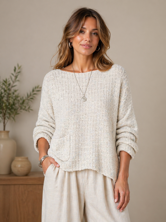 Textured Knit Pocket Pullover