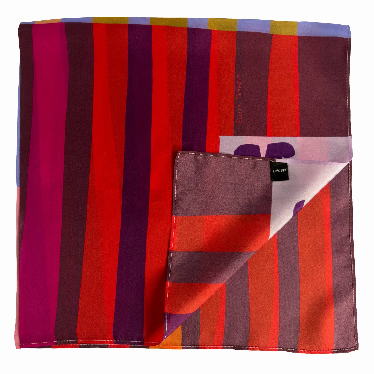 Red Colorblock Scarf |100% Silk