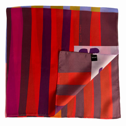 Red Colorblock Scarf |100% Silk