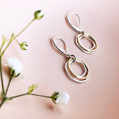 Two Tone Gold Silver Circle Dangle